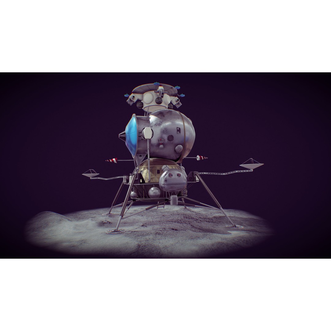 Soviet Lunar Lander 3D Model – Low Poly Game Asset, FBX, PBR - View 26