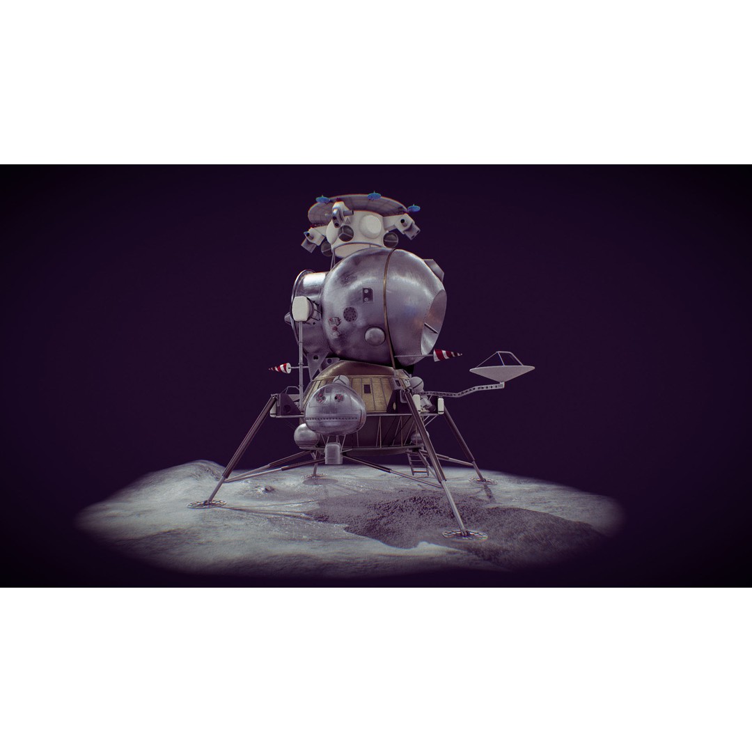 Soviet Lunar Lander 3D Model – Low Poly Game Asset, FBX, PBR - View 27