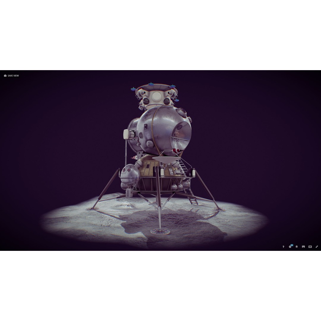 Soviet Lunar Lander 3D Model – Low Poly Game Asset, FBX, PBR - View 28