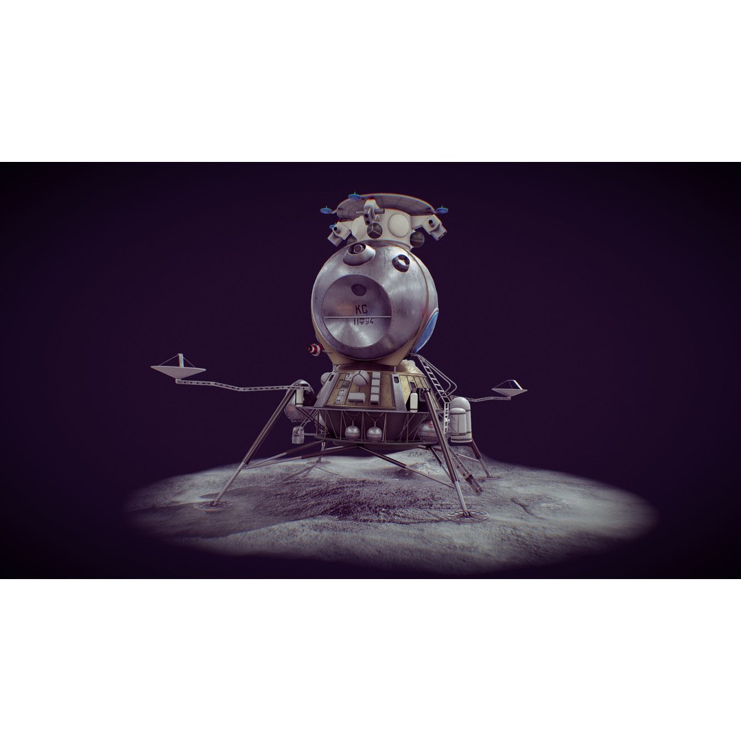 Soviet Lunar Lander 3D Model – Low Poly Game Asset, FBX, PBR - View 29