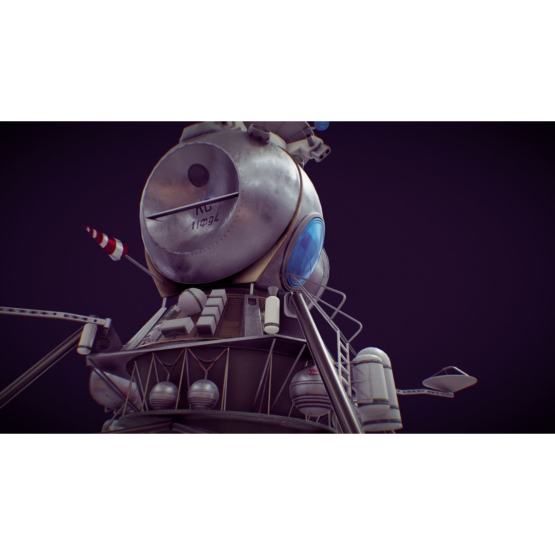 Soviet Lunar Lander 3D Model – Low Poly Game Asset, FBX, PBR - View 3
