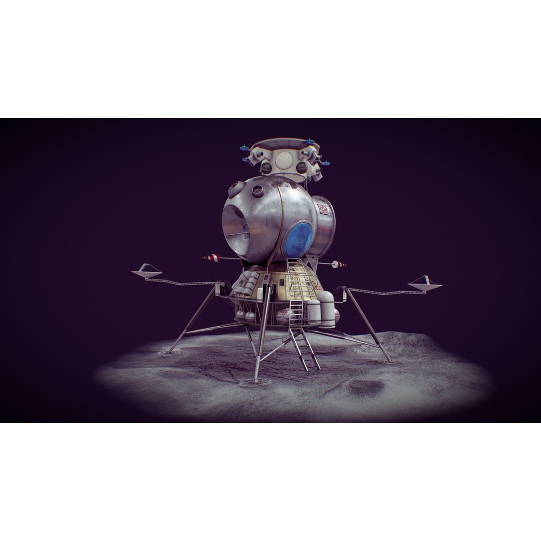 Soviet Lunar Lander 3D Model – Low Poly Game Asset, FBX, PBR - View 30