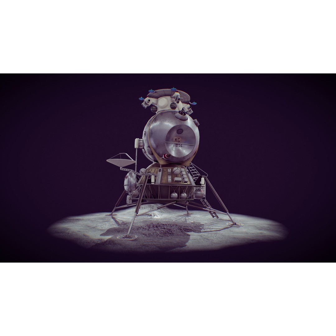 Soviet Lunar Lander 3D Model – Low Poly Game Asset, FBX, PBR - View 31