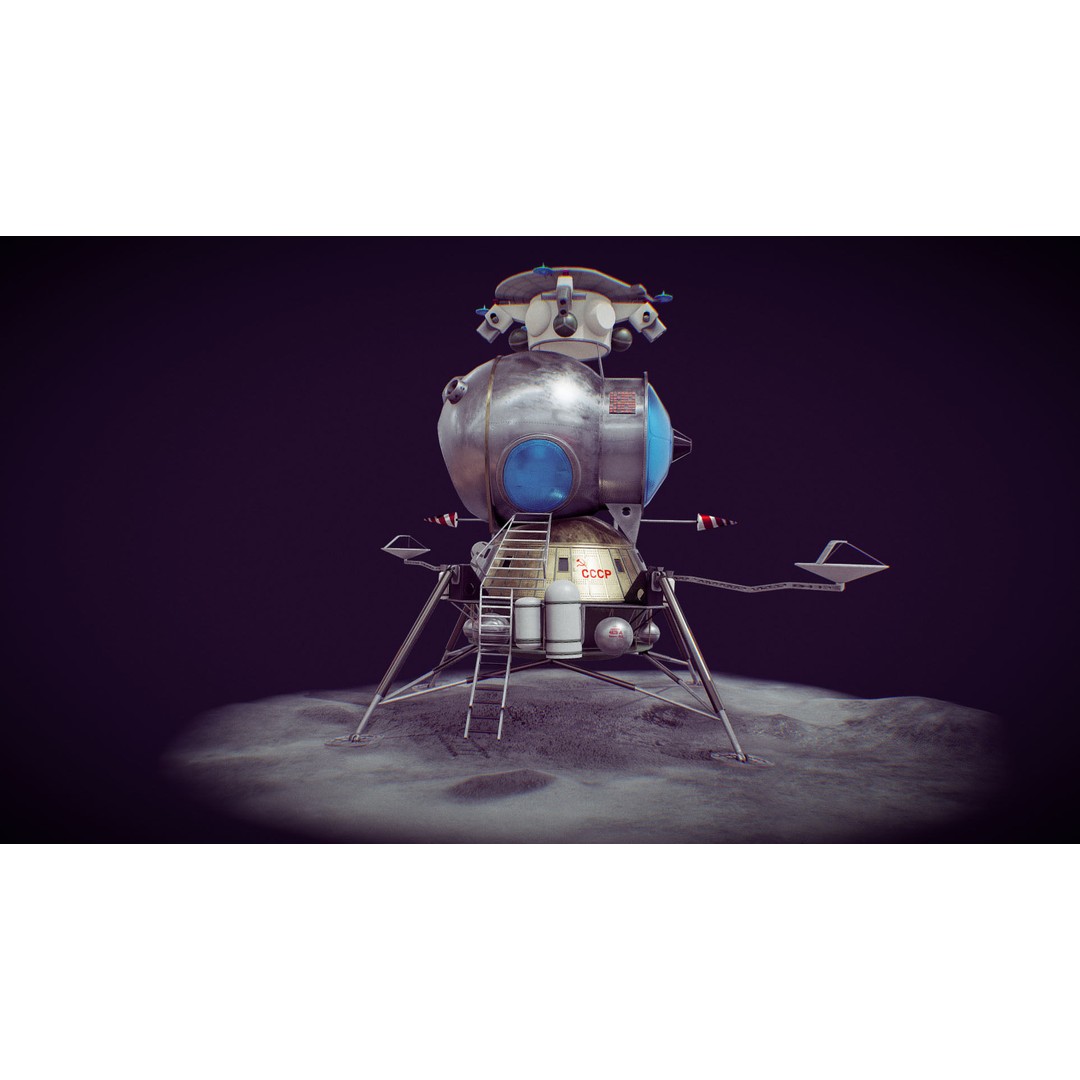 Soviet Lunar Lander 3D Model – Low Poly Game Asset, FBX, PBR - View 32