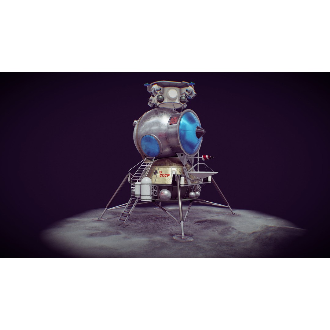 Soviet Lunar Lander 3D Model – Low Poly Game Asset, FBX, PBR - View 33