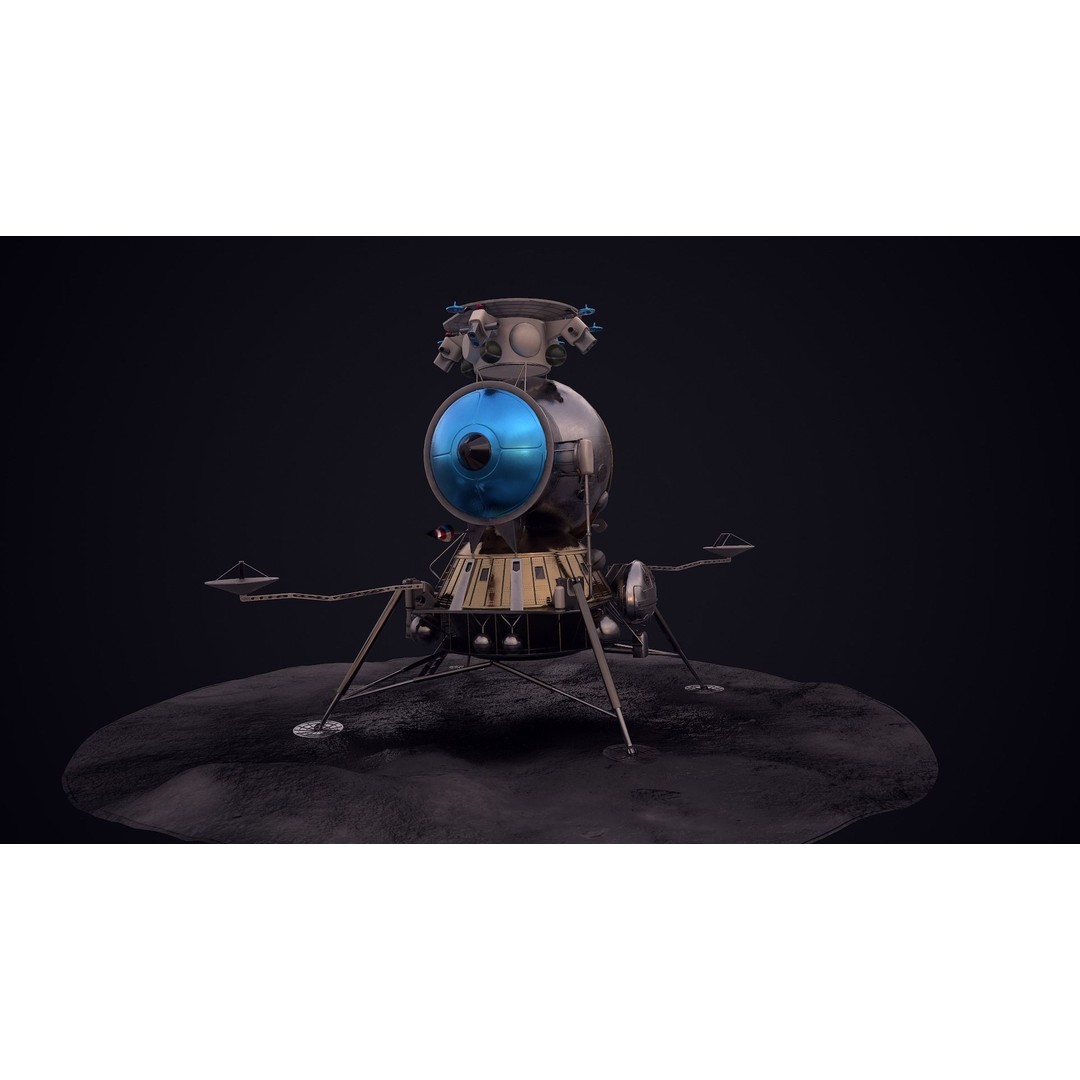 Soviet Lunar Lander 3D Model – Low Poly Game Asset, FBX, PBR - View 34
