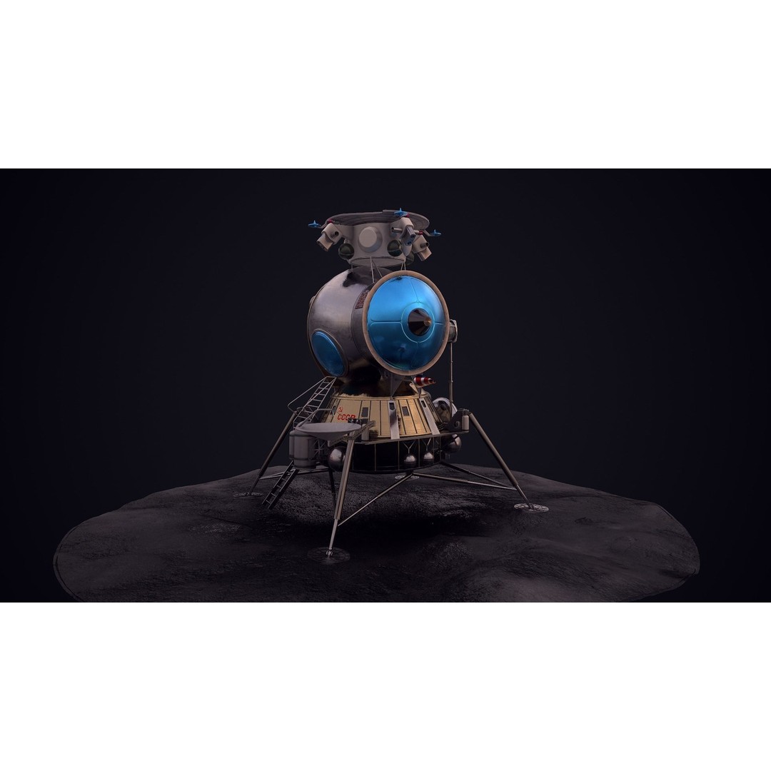 Soviet Lunar Lander 3D Model – Low Poly Game Asset, FBX, PBR - View 36