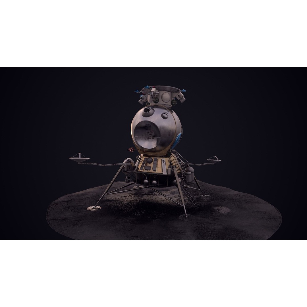 Soviet Lunar Lander 3D Model – Low Poly Game Asset, FBX, PBR - View 39