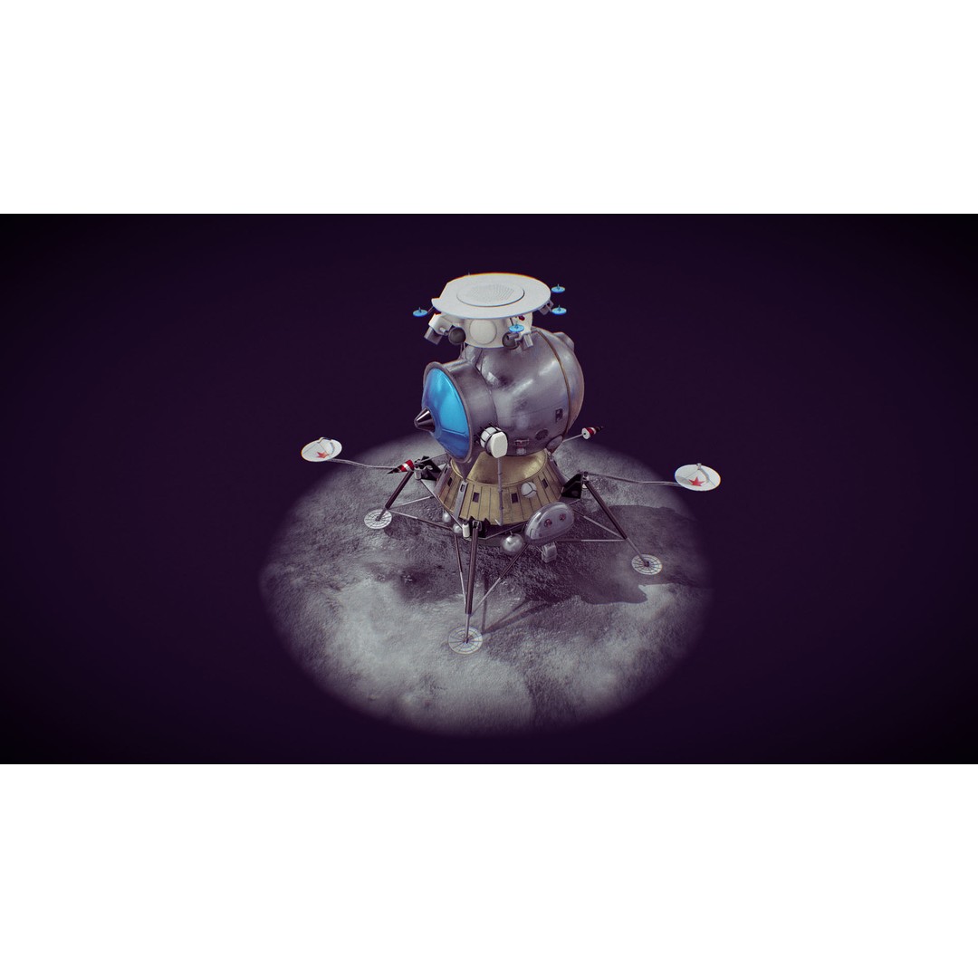 Soviet Lunar Lander 3D Model – Low Poly Game Asset, FBX, PBR - View 4