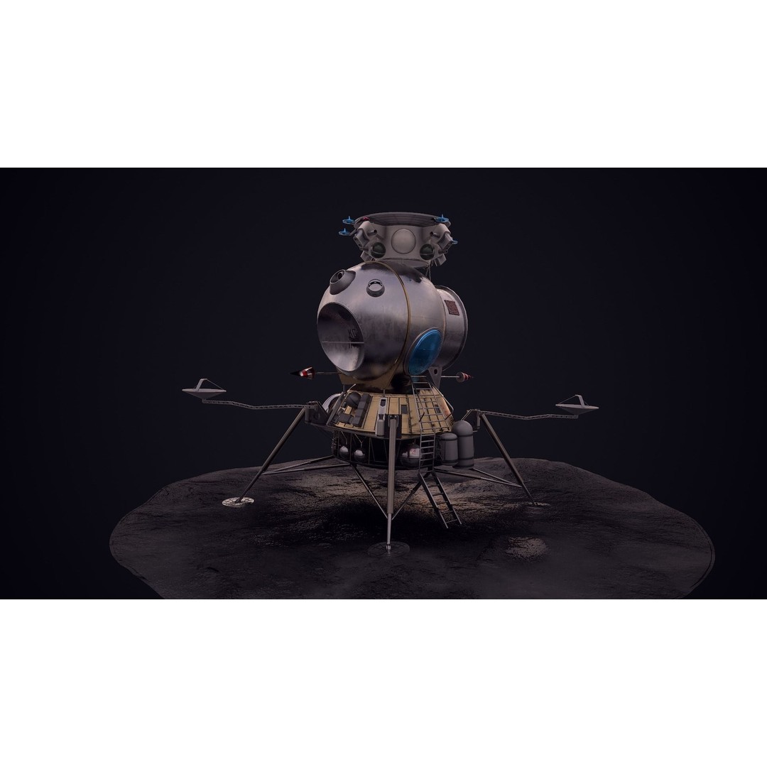 Soviet Lunar Lander 3D Model – Low Poly Game Asset, FBX, PBR - View 40