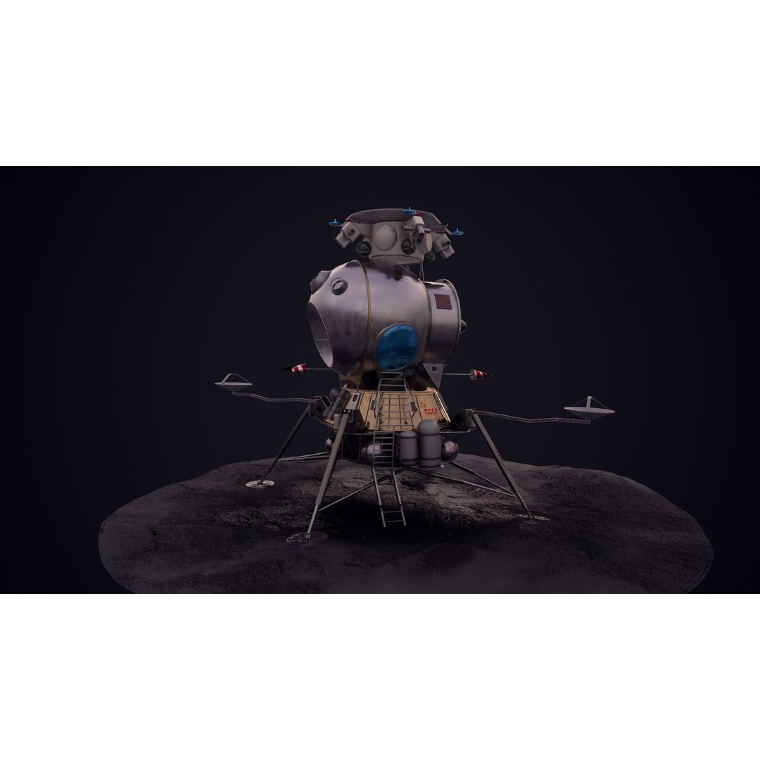 Soviet Lunar Lander 3D Model – Low Poly Game Asset, FBX, PBR - View 41