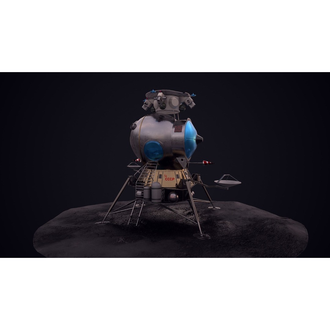 Soviet Lunar Lander 3D Model – Low Poly Game Asset, FBX, PBR - View 42