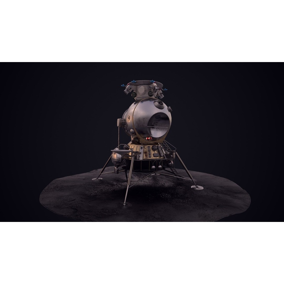 Soviet Lunar Lander 3D Model – Low Poly Game Asset, FBX, PBR - View 44