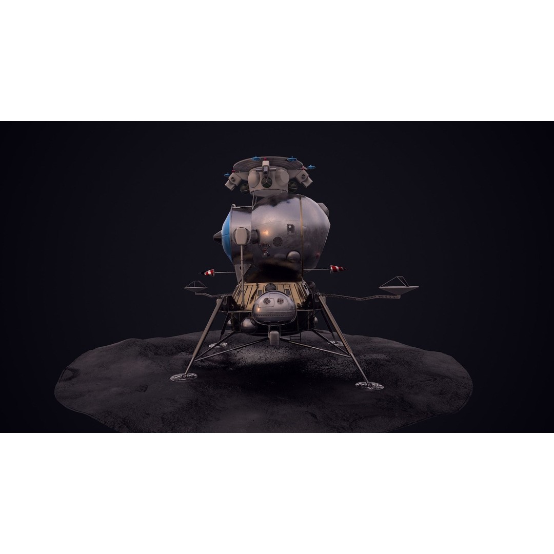 Soviet Lunar Lander 3D Model – Low Poly Game Asset, FBX, PBR - View 46