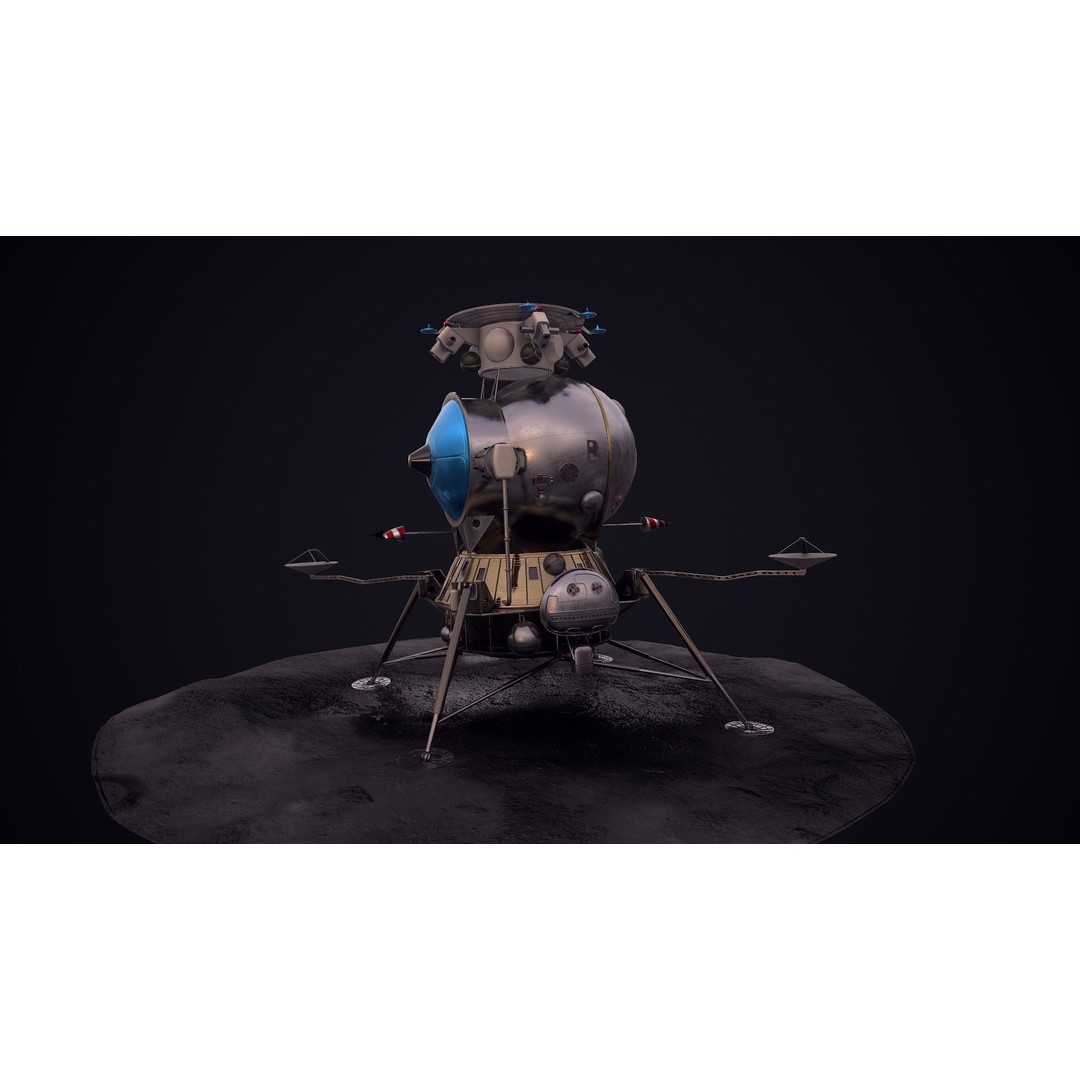Soviet Lunar Lander 3D Model – Low Poly Game Asset, FBX, PBR - View 48