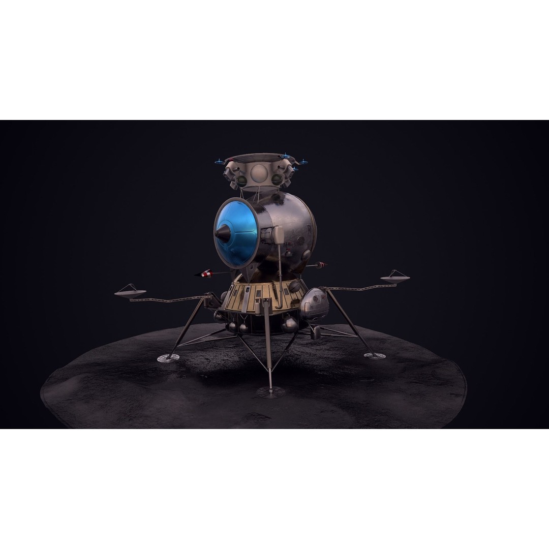 Soviet Lunar Lander 3D Model – Low Poly Game Asset, FBX, PBR - View 49