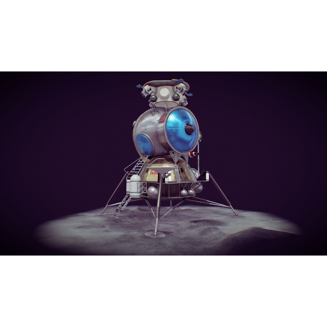 Soviet Lunar Lander 3D Model – Low Poly Game Asset, FBX, PBR - View 5