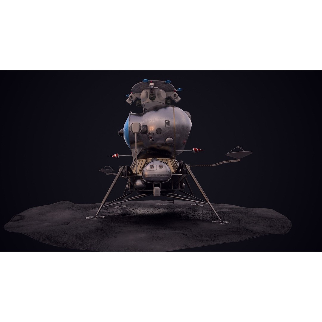 Soviet Lunar Lander 3D Model – Low Poly Game Asset, FBX, PBR - View 53