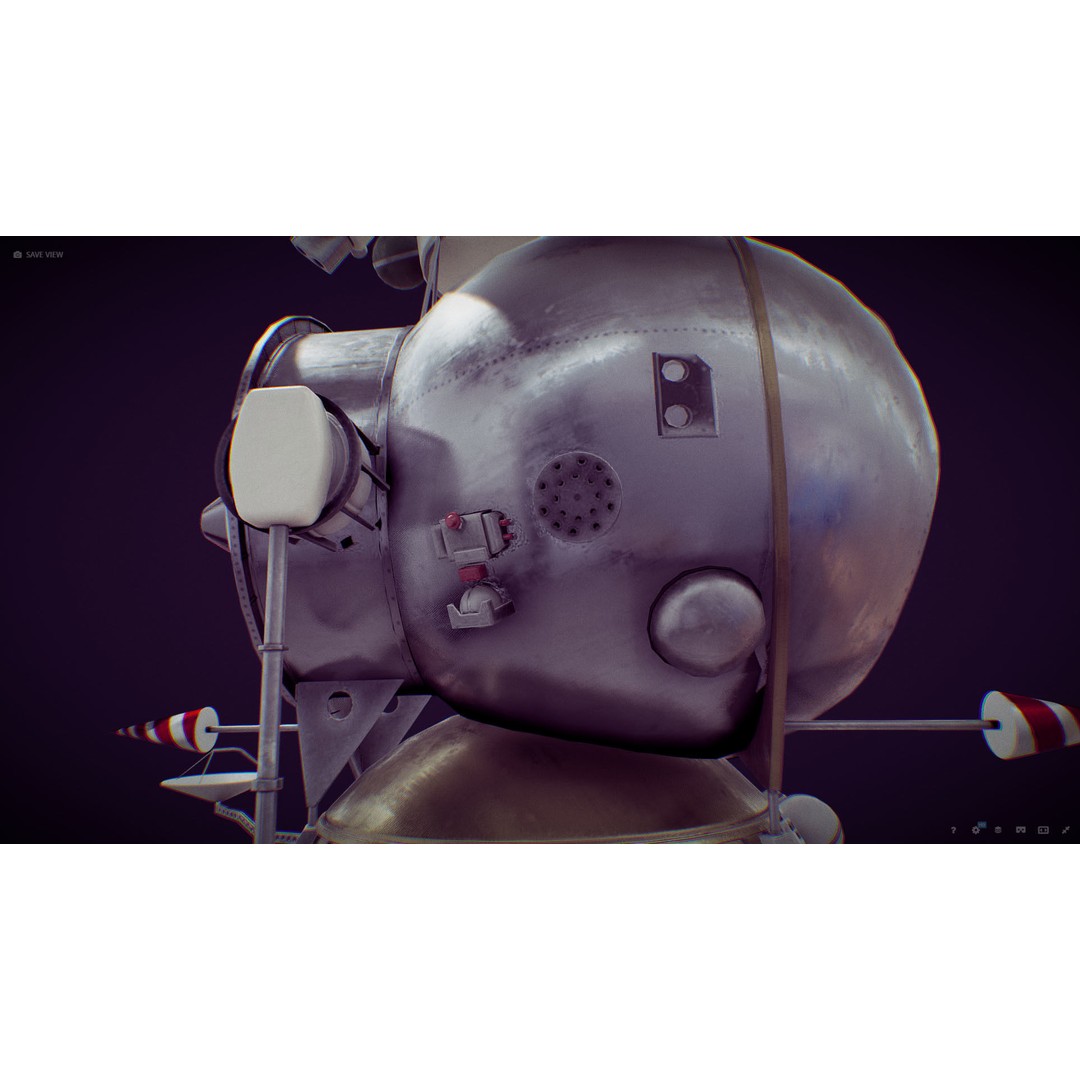 Soviet Lunar Lander 3D Model – Low Poly Game Asset, FBX, PBR - View 6