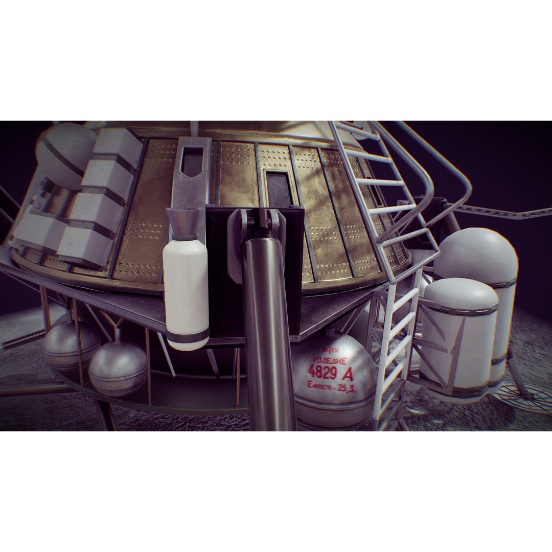 Soviet Lunar Lander 3D Model – Low Poly Game Asset, FBX, PBR - View 8