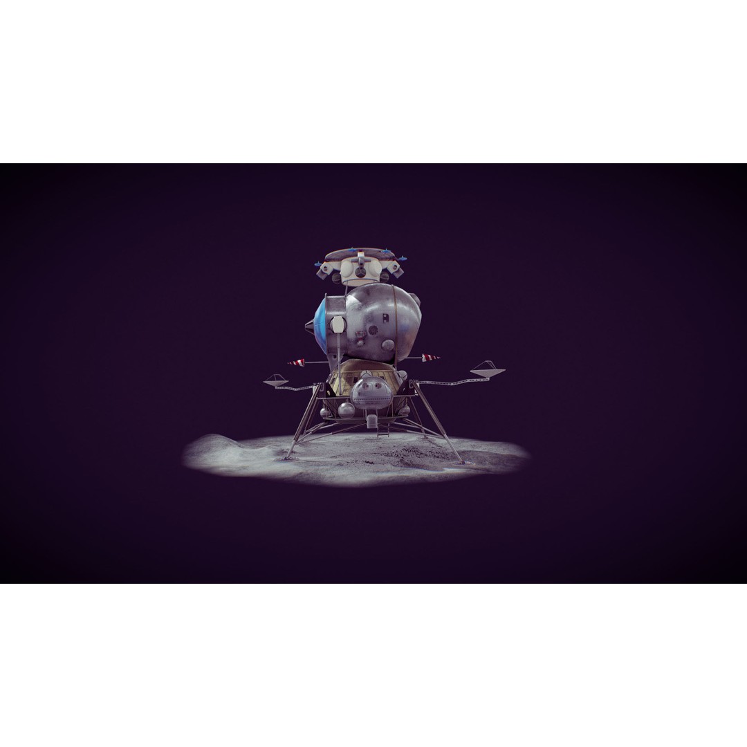 Soviet Lunar Lander 3D Model – Low Poly Game Asset, FBX, PBR - View 9