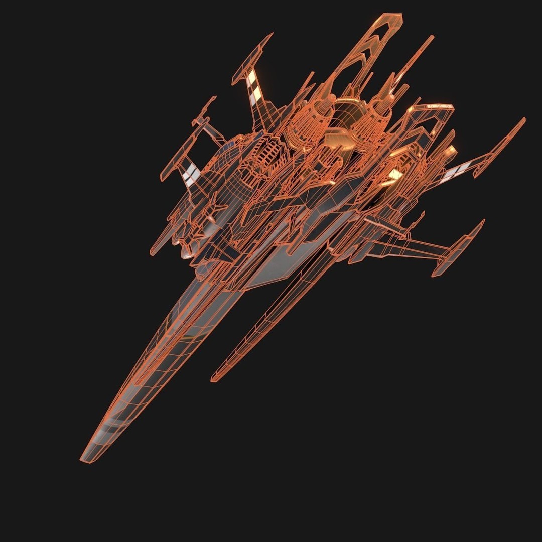 Sleek Starship 3D Model – Futuristic Spacecraft with Textures, OBJ & Blender