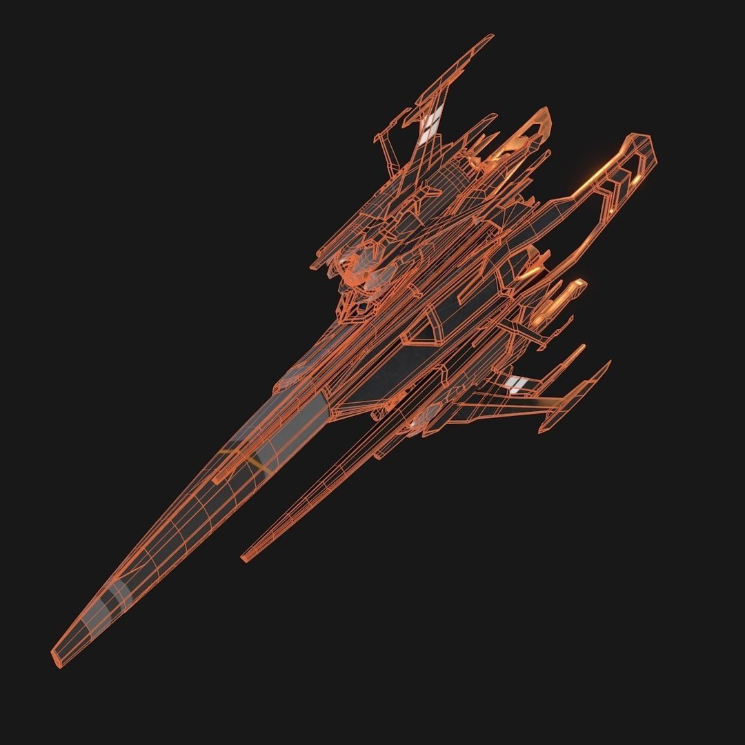 Sleek Starship 3D Model – Futuristic Spacecraft with Textures, OBJ & Blender - View 19
