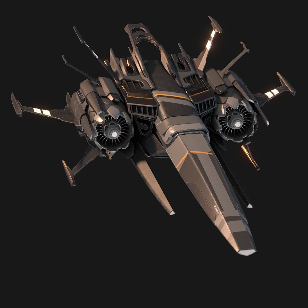 Sleek Starship 3D Model – Futuristic Spacecraft with Textures, OBJ & Blender - View 2