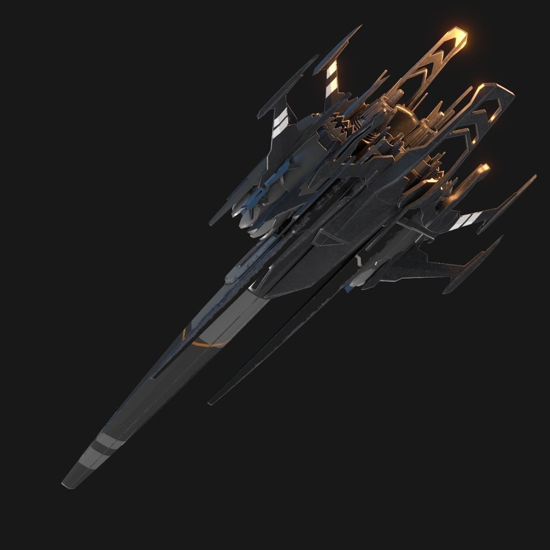 Sleek Starship 3D Model – Futuristic Spacecraft with Textures, OBJ & Blender - View 4