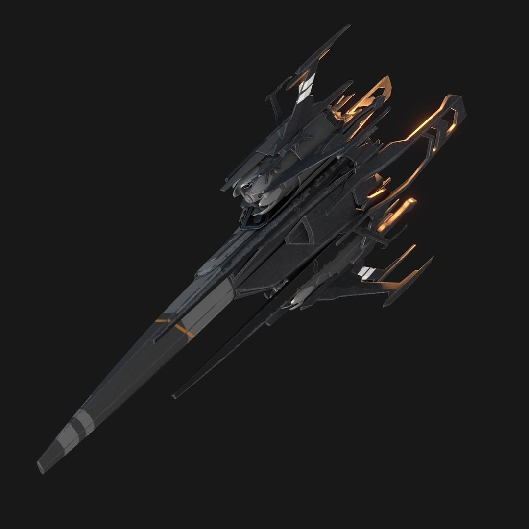 Sleek Starship 3D Model – Futuristic Spacecraft with Textures, OBJ & Blender - View 5