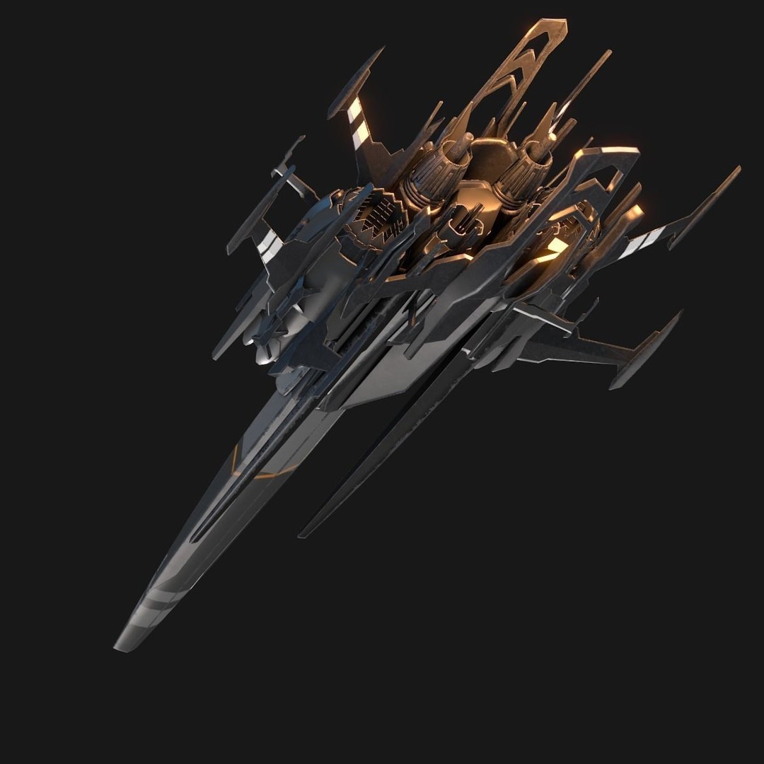 Sleek Starship 3D Model – Futuristic Spacecraft with Textures, OBJ & Blender - View 6