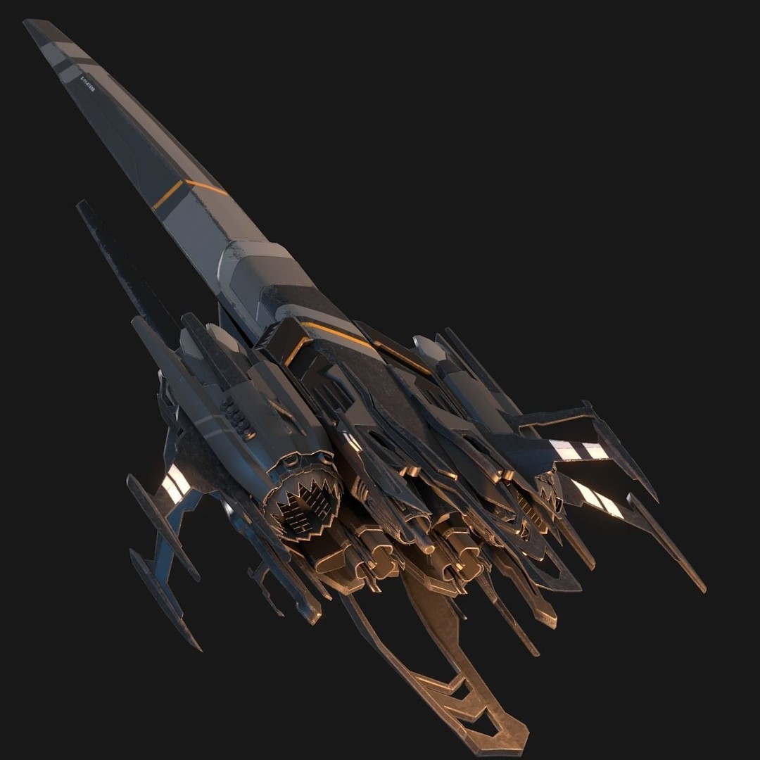 Sleek Starship 3D Model – Futuristic Spacecraft with Textures, OBJ & Blender - View 7