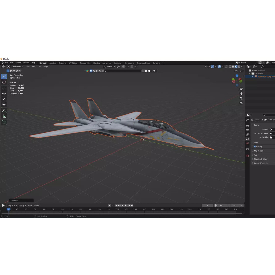 Fighter Jet 3D Model – Low-Poly Game Asset, FBX and Blender