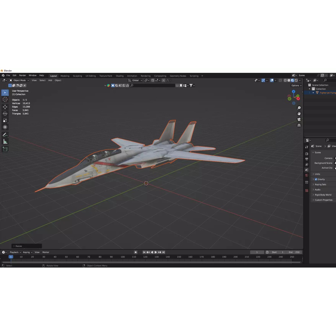 Fighter Jet 3D Model – Low-Poly Game Asset, FBX and Blender - View 14