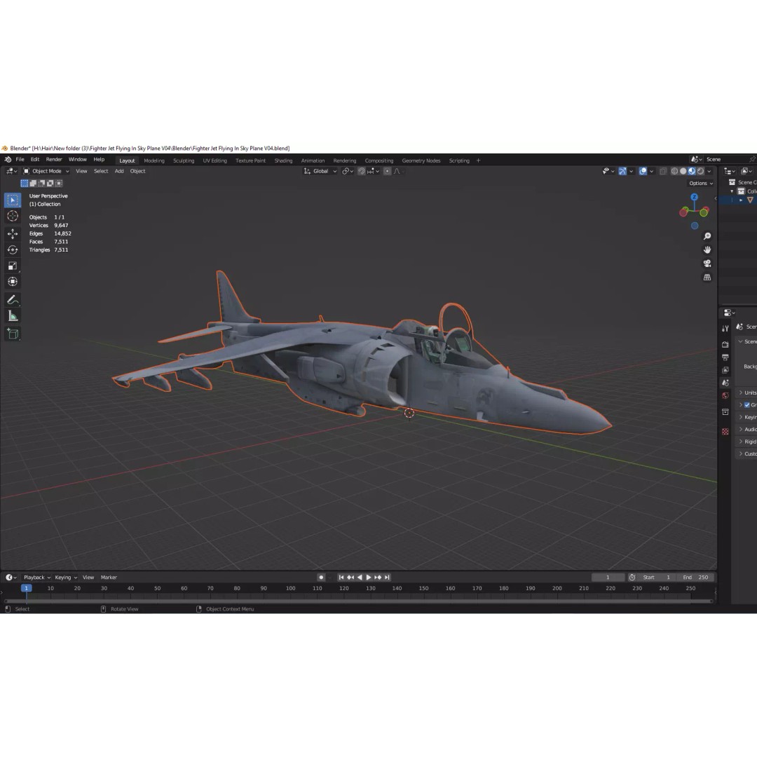 Fighter Jet 3D Model – Low Poly Military Aircraft, FBX & Blender - View 13