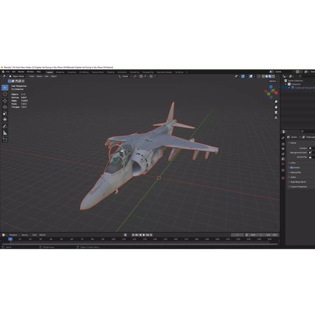 Fighter Jet 3D Model – Low Poly Military Aircraft, FBX & Blender - View 14