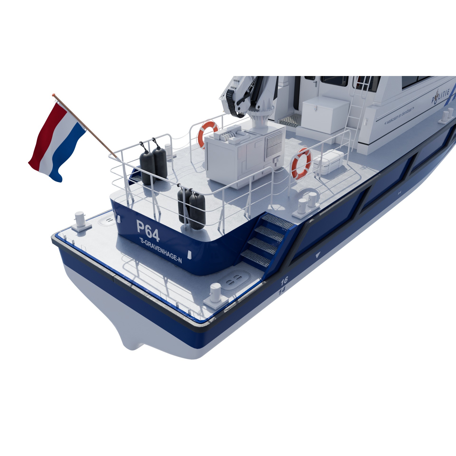 Politieboot P64 - Game-Ready 3D Model - View 10