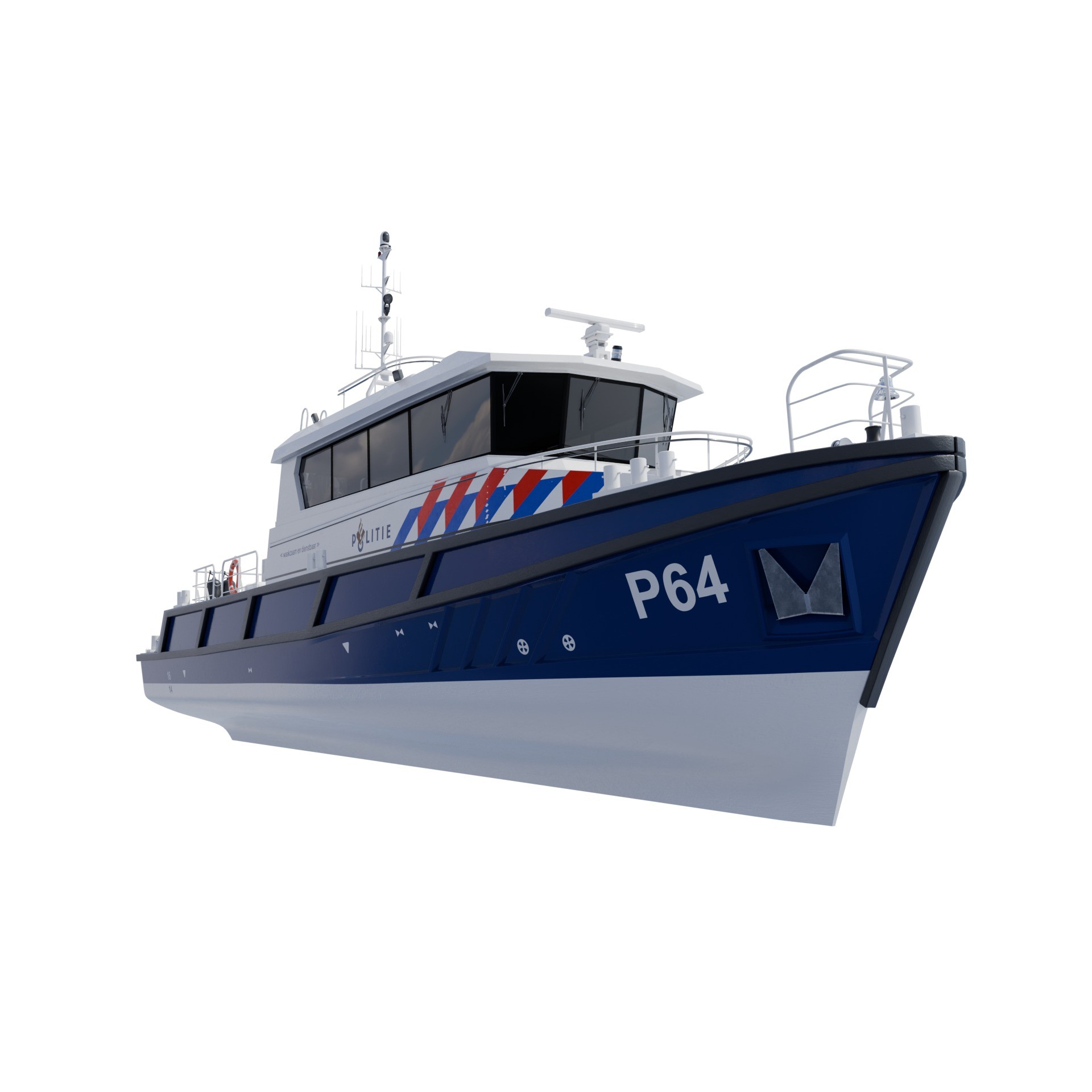 Politieboot P64 - Game-Ready 3D Model - View 11