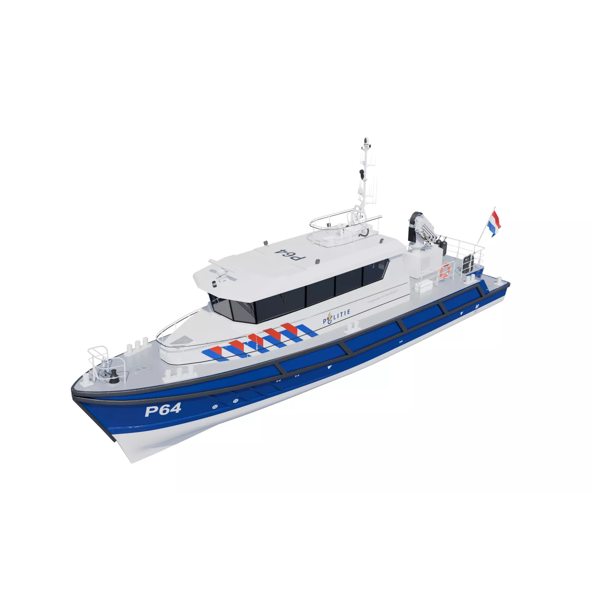 Politieboot P64 - Game-Ready 3D Model - View 2