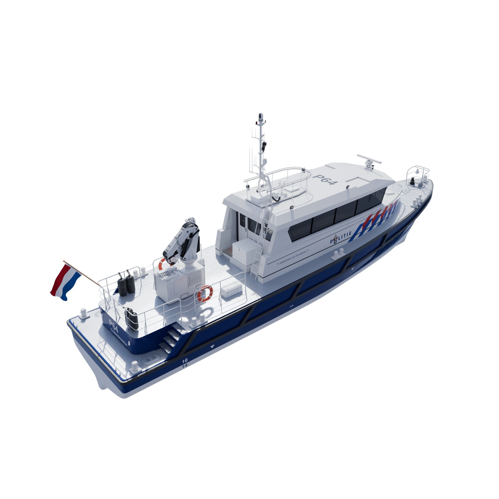 Politieboot P64 - Game-Ready 3D Model - View 4