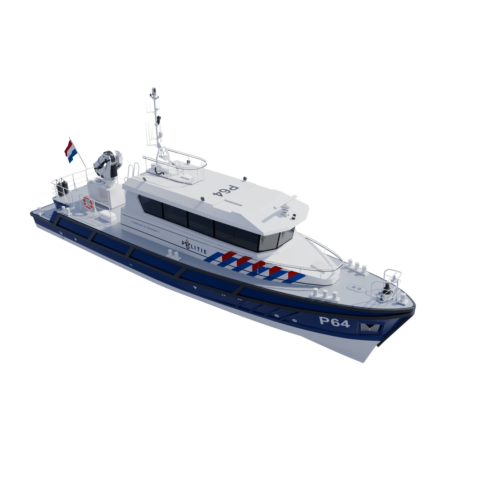 Politieboot P64 - Game-Ready 3D Model - View 5