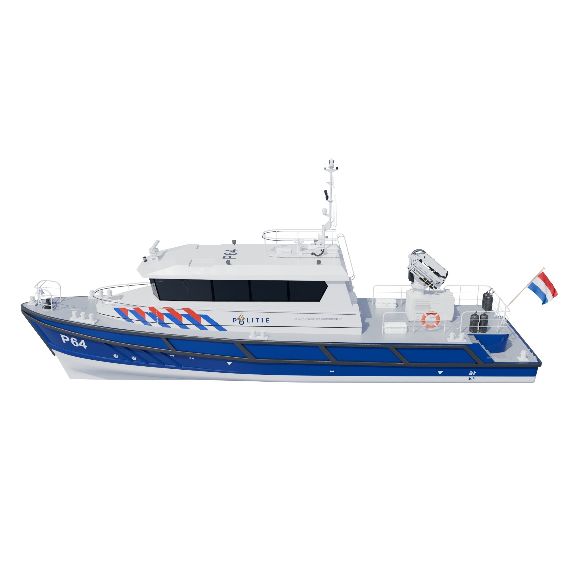 Politieboot P64 - Game-Ready 3D Model - View 7