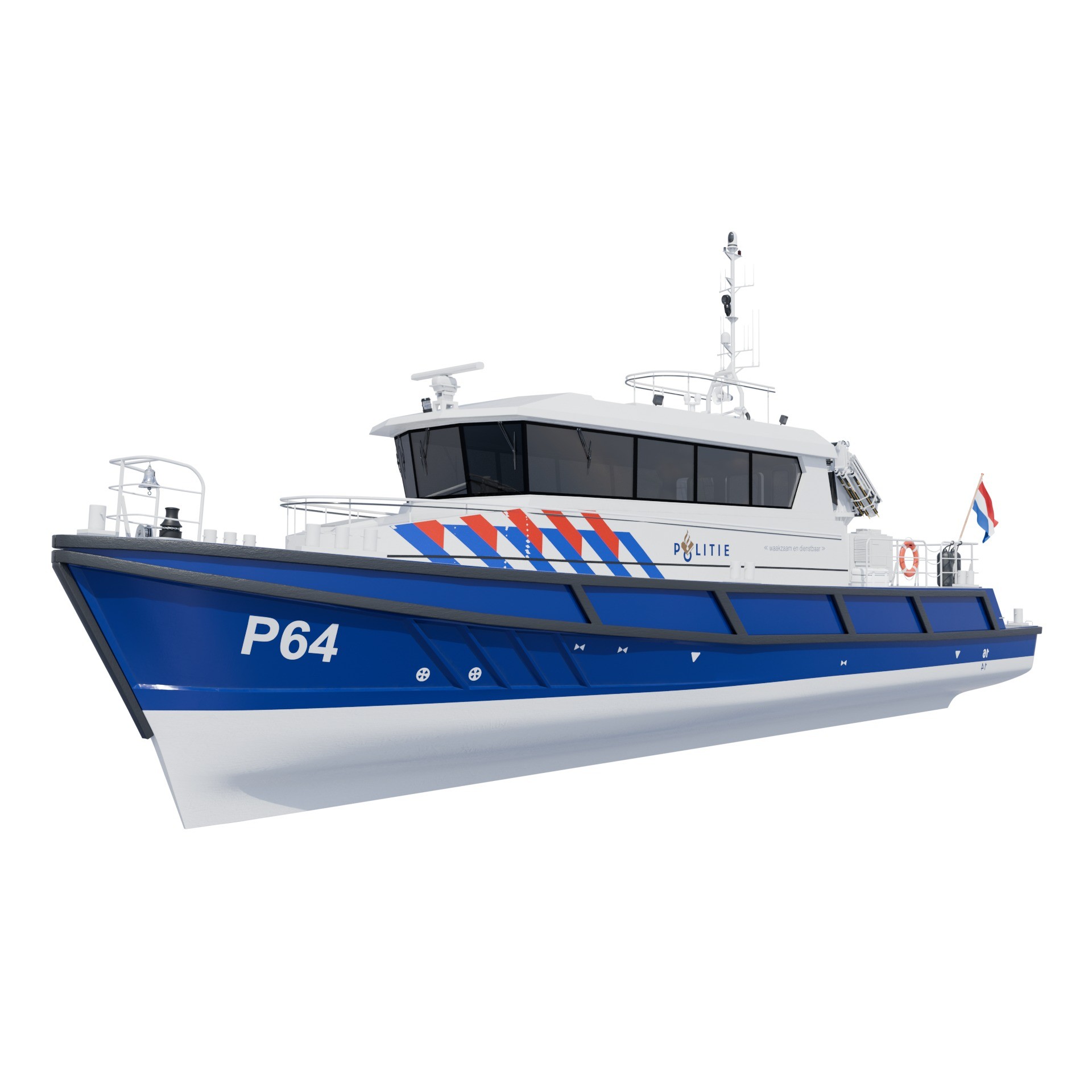 Politieboot P64 - Game-Ready 3D Model - View 8