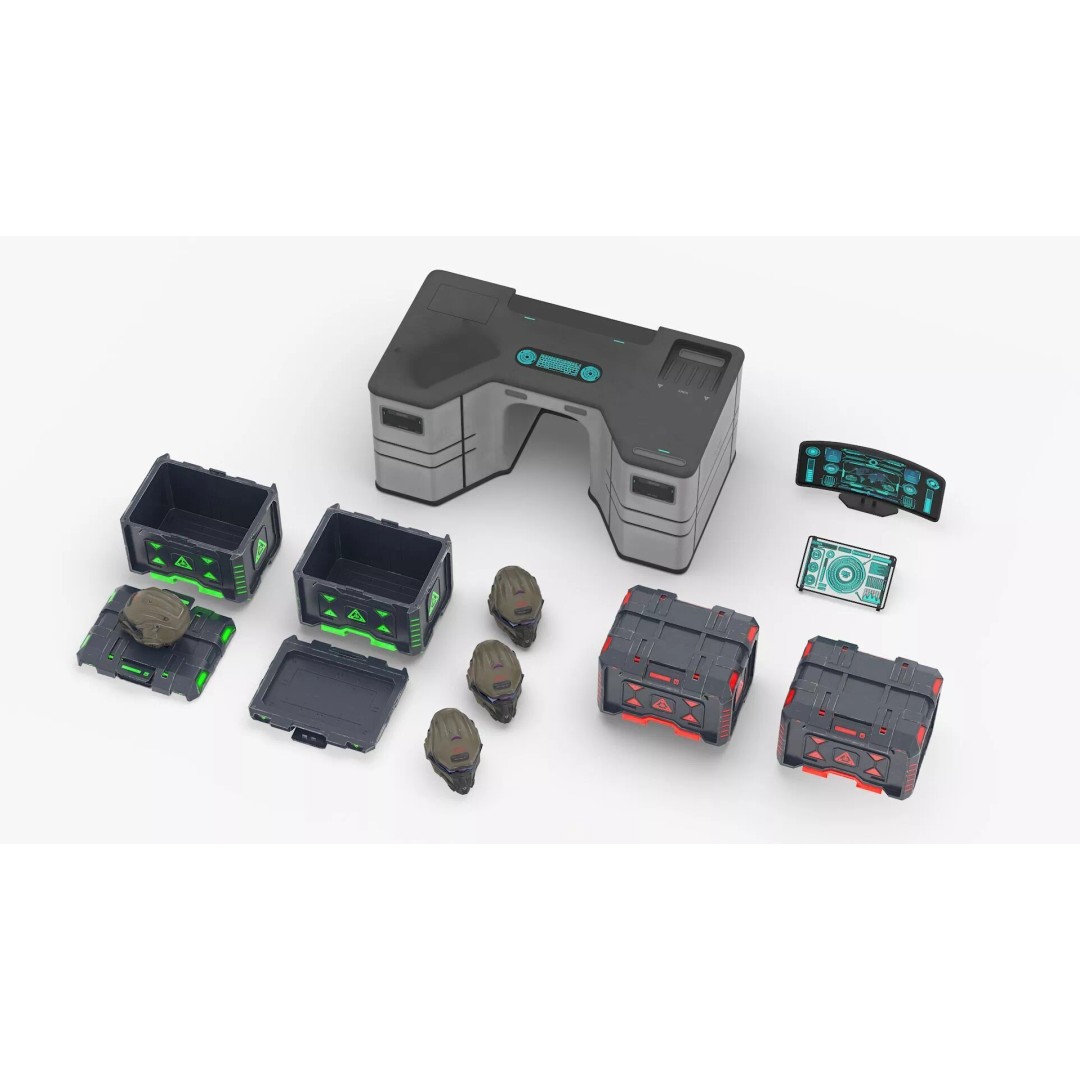 Futuristic Command Center 3D Model – Sci-Fi Console with Helmet Storage - View 13