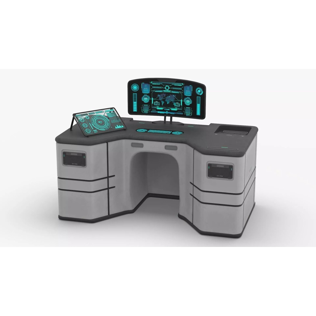Futuristic Command Center 3D Model – Sci-Fi Console with Helmet Storage - View 15