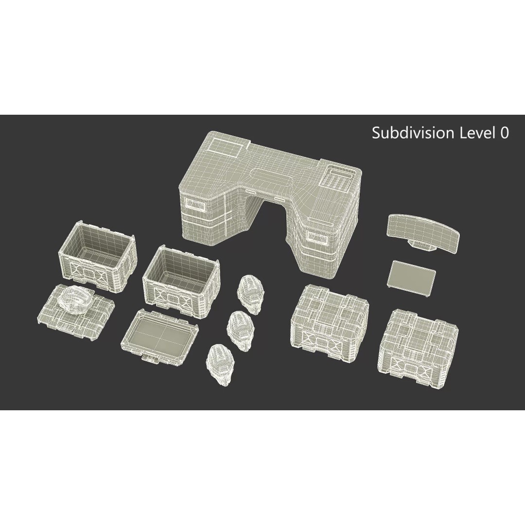 Futuristic Command Center 3D Model – Sci-Fi Console with Helmet Storage - View 19