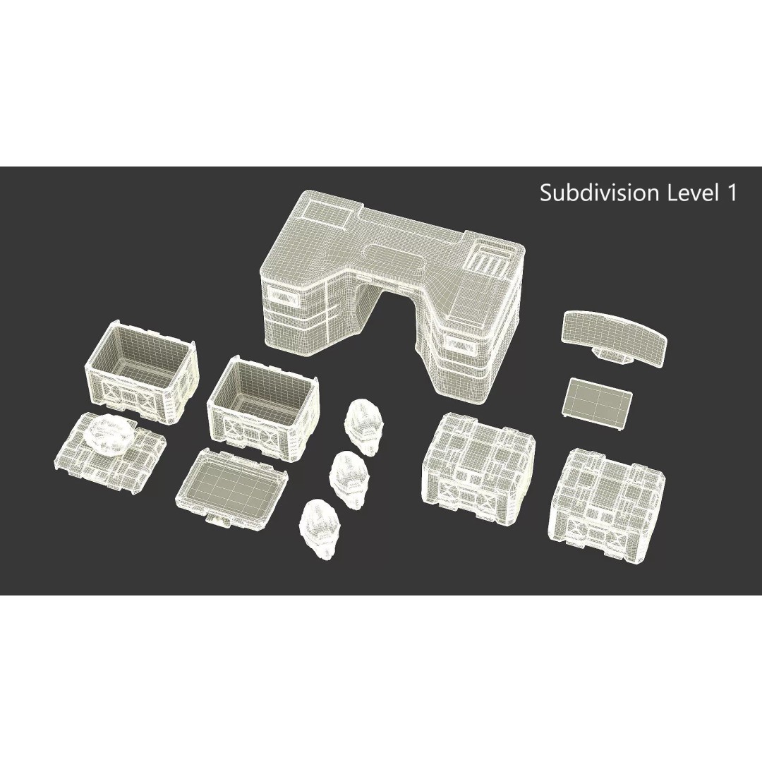 Futuristic Command Center 3D Model – Sci-Fi Console with Helmet Storage - View 20