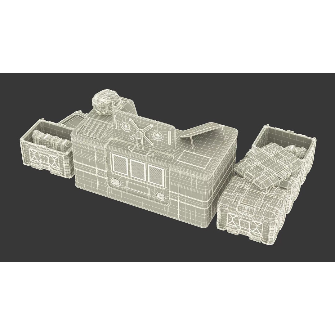 Futuristic Command Center 3D Model – Sci-Fi Console with Helmet Storage - View 25