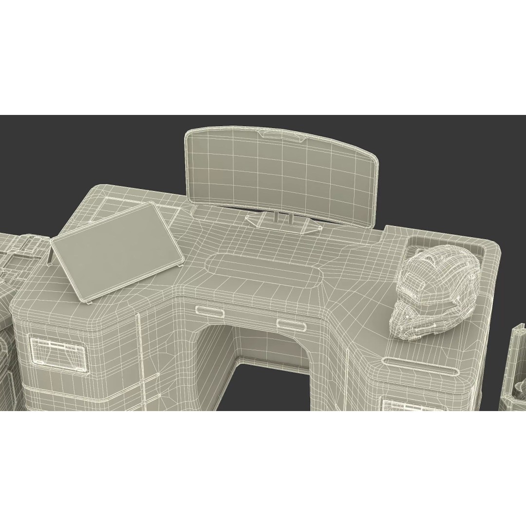 Futuristic Command Center 3D Model – Sci-Fi Console with Helmet Storage - View 27