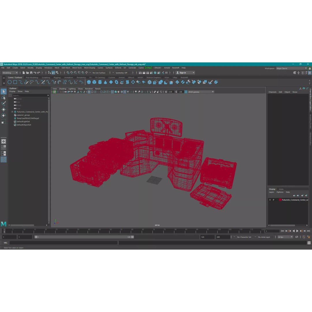Futuristic Command Center 3D Model – Sci-Fi Console with Helmet Storage - View 33